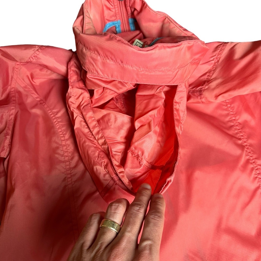 Vtg LL Bean Full‎ Zip Women XL Windbreaker Jacket Salmon Pink Hooded Coat 0BUX3 - Picture 13 of 15